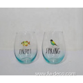 personalized coloured stemless french slovakia wine glasses